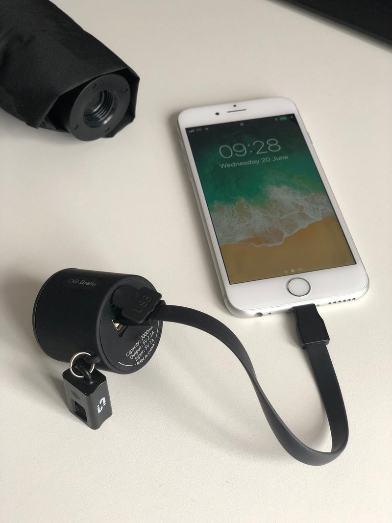 USB Phone Charging windproof umbrella - Worlds 1st - Umbrellaworld