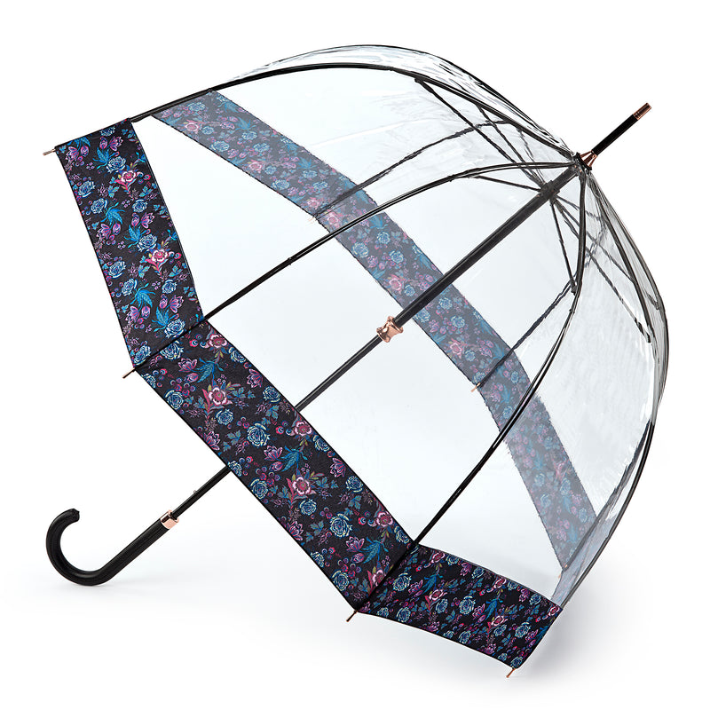 Fulton LUXE Birdcage Clear Dome Umbrella - Luminous Floral - Umbrellaworld