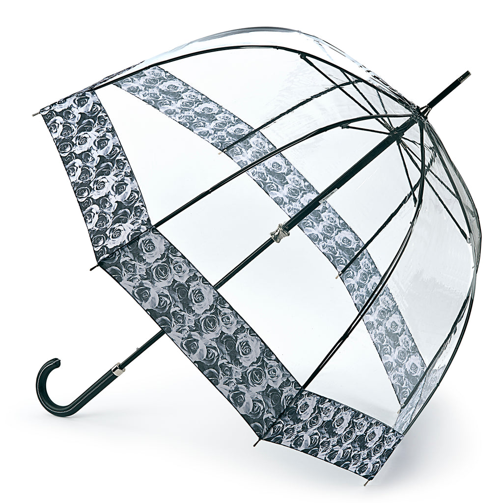 Fulton LUXE Birdcage Clear Dome Umbrella - Photo Rose - Umbrellaworld