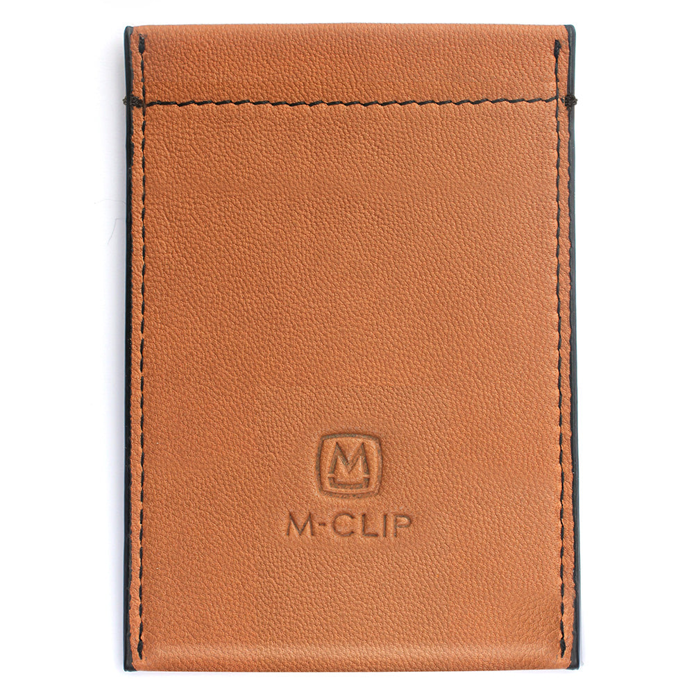 M Clip RFID Security Tan Leather Card Case - Umbrellaworld