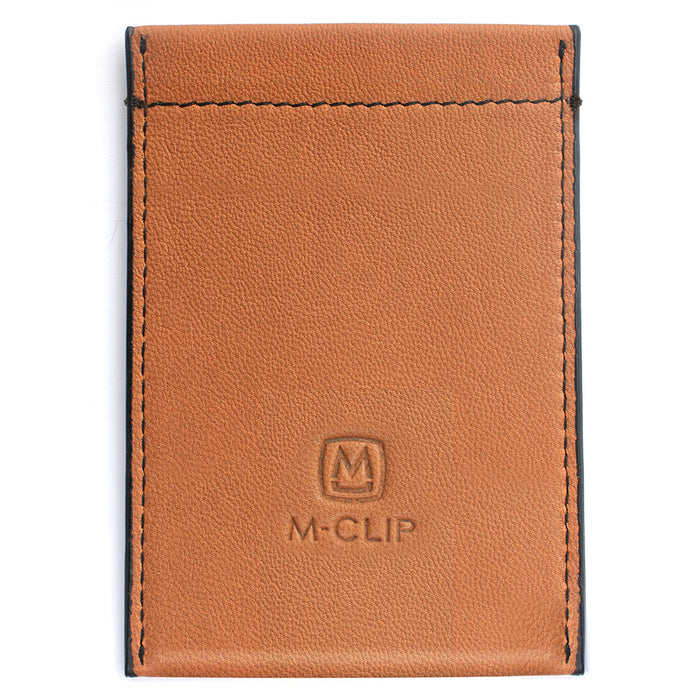 M Clip RFID Security Tan Leather Card Case - Umbrellaworld