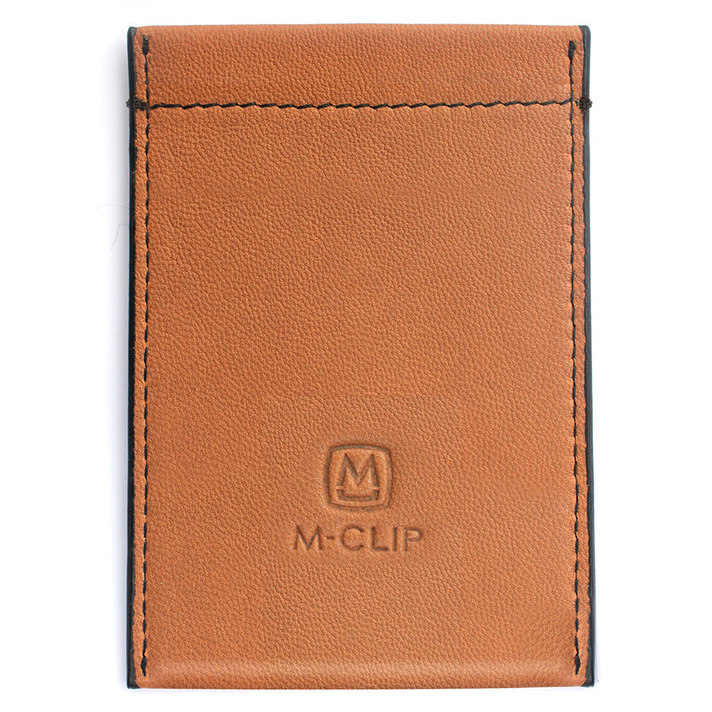 M Clip RFID Security Tan Leather Card Case - Umbrellaworld