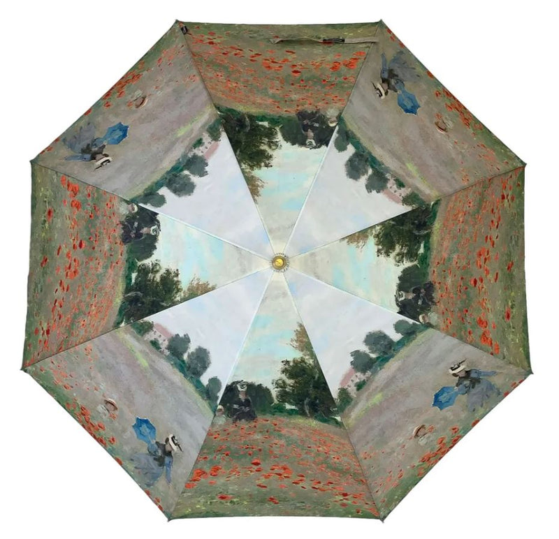 Storm King Auto Folding Artist Umbrella - Monet Poppy Field - Umbrellaworld