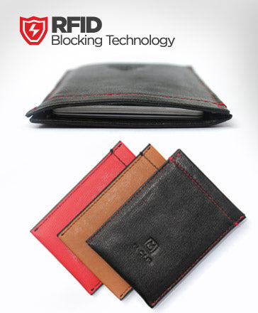 M Clip RFID Security Tan Leather Card Case - Umbrellaworld