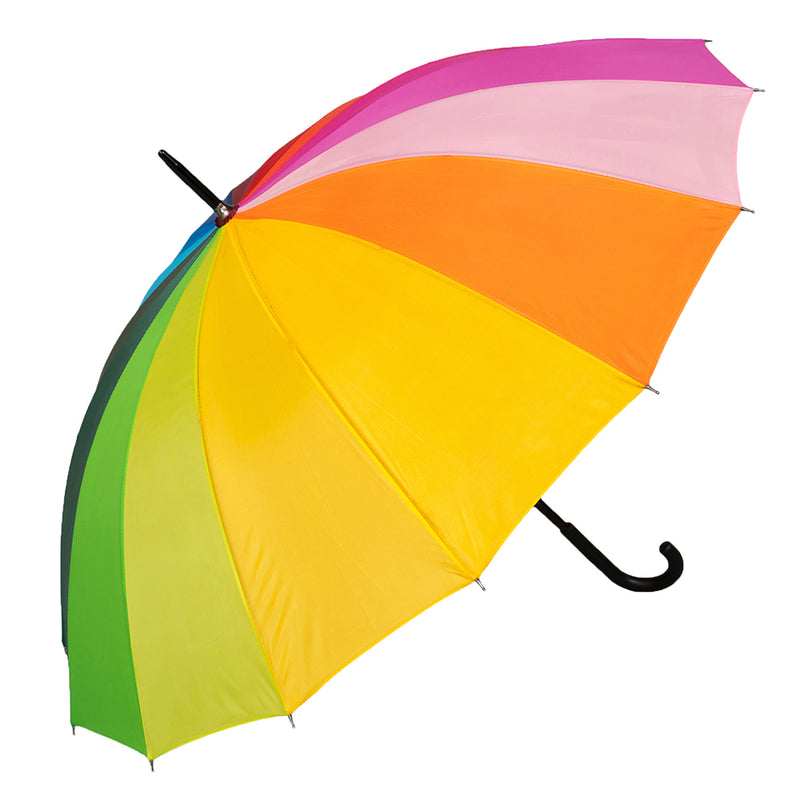 Rainbow Walking Umbrella with Black Hook Handle