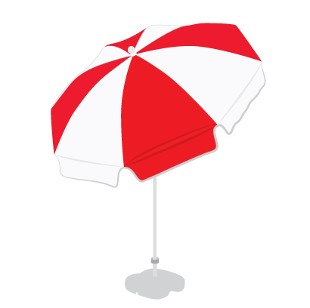 Patio / Garden / Beach Parasol Umbrella - Red & White