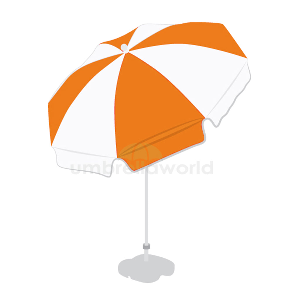 Patio / Garden / Beach Parasol Umbrella - Orange & White