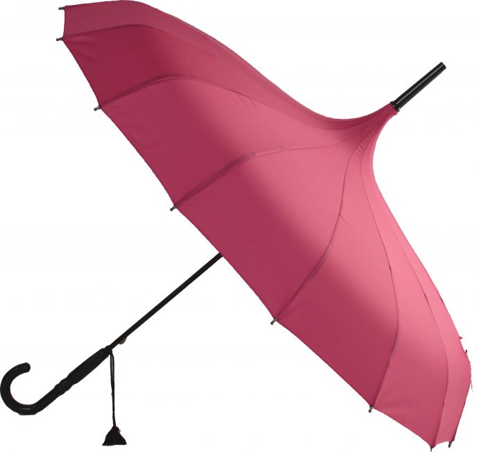 Ladies 'Olivia' Pagoda Walking Length Umbrella -Hot Pink - Umbrellaworld