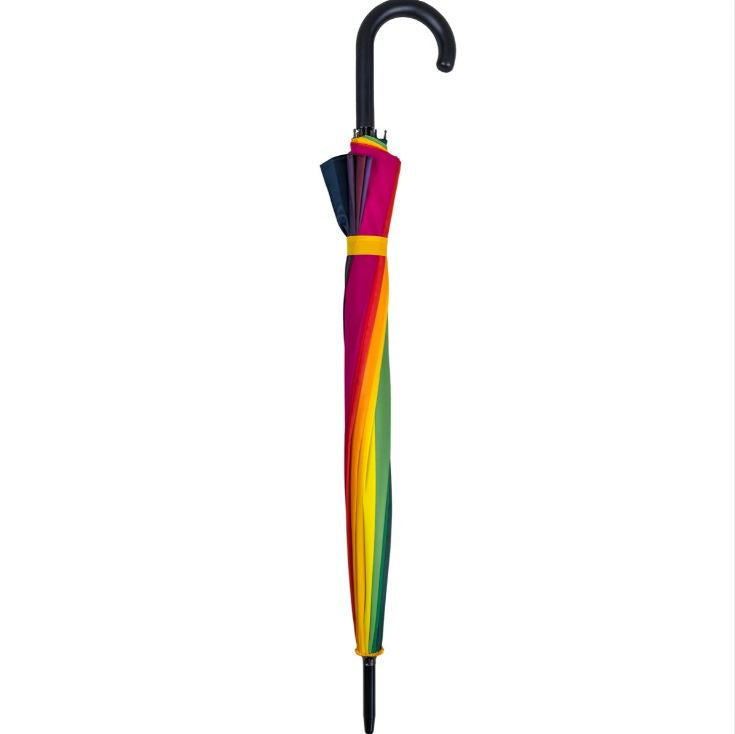 Rainbow Walking Umbrella with Black Hook Handle - Umbrellaworld
