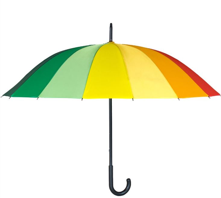 Rainbow Walking Umbrella with Black Hook Handle - Umbrellaworld