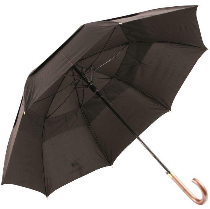 Stormking "Classic 120" Black Vented Golf Umbrella with Hook Handle - Umbrellaworld