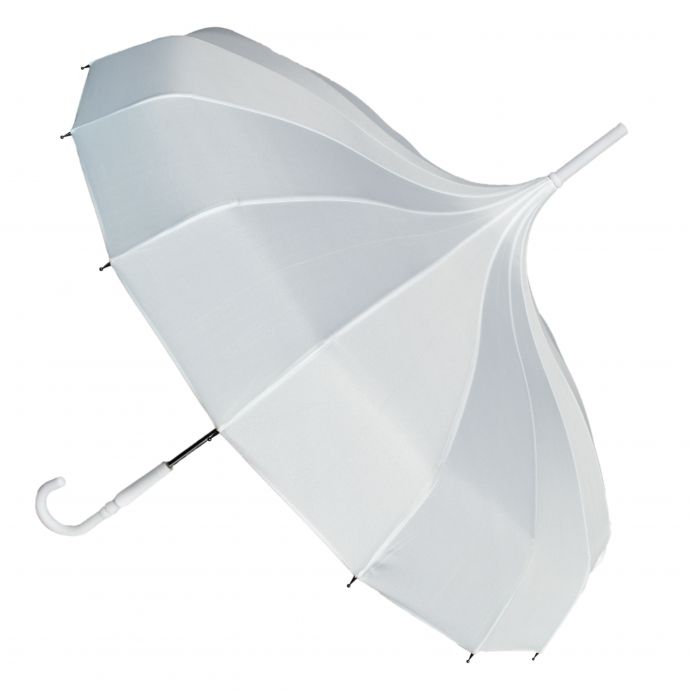 Ladies 'Olivia' Pagoda Walking Length Umbrella - White - Umbrellaworld
